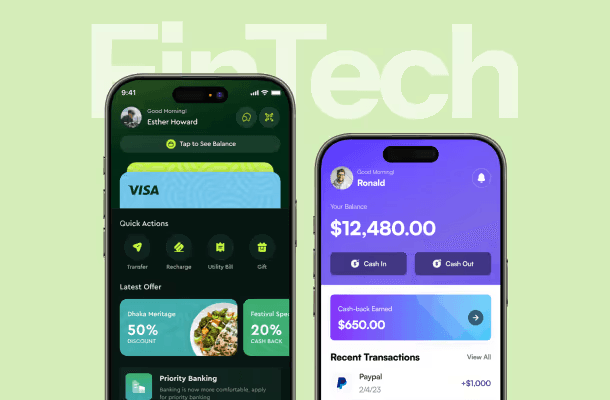 Fintech product screens